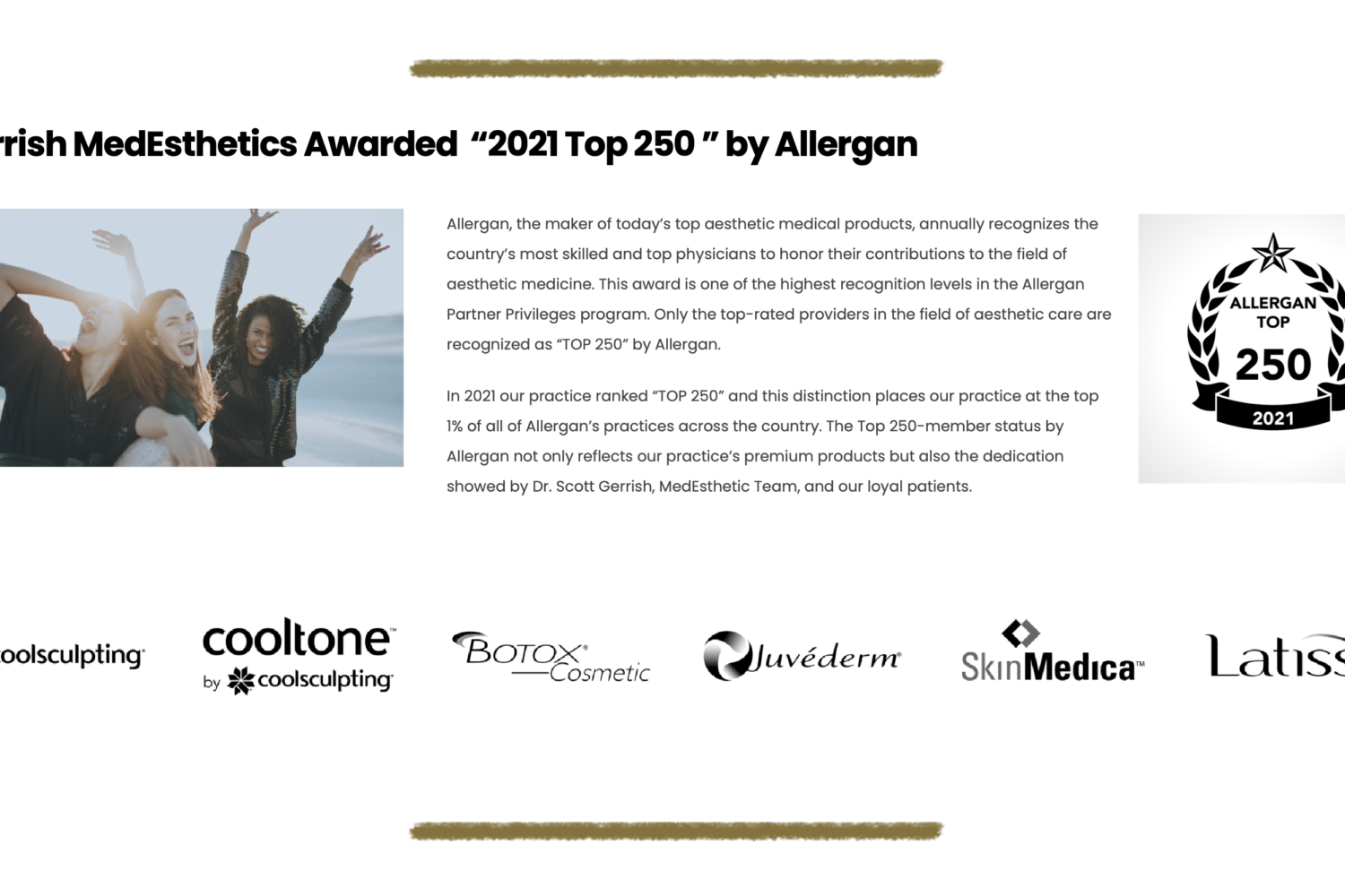 Gerrish MedEsthetics awarded Allergan Top 250 awar
