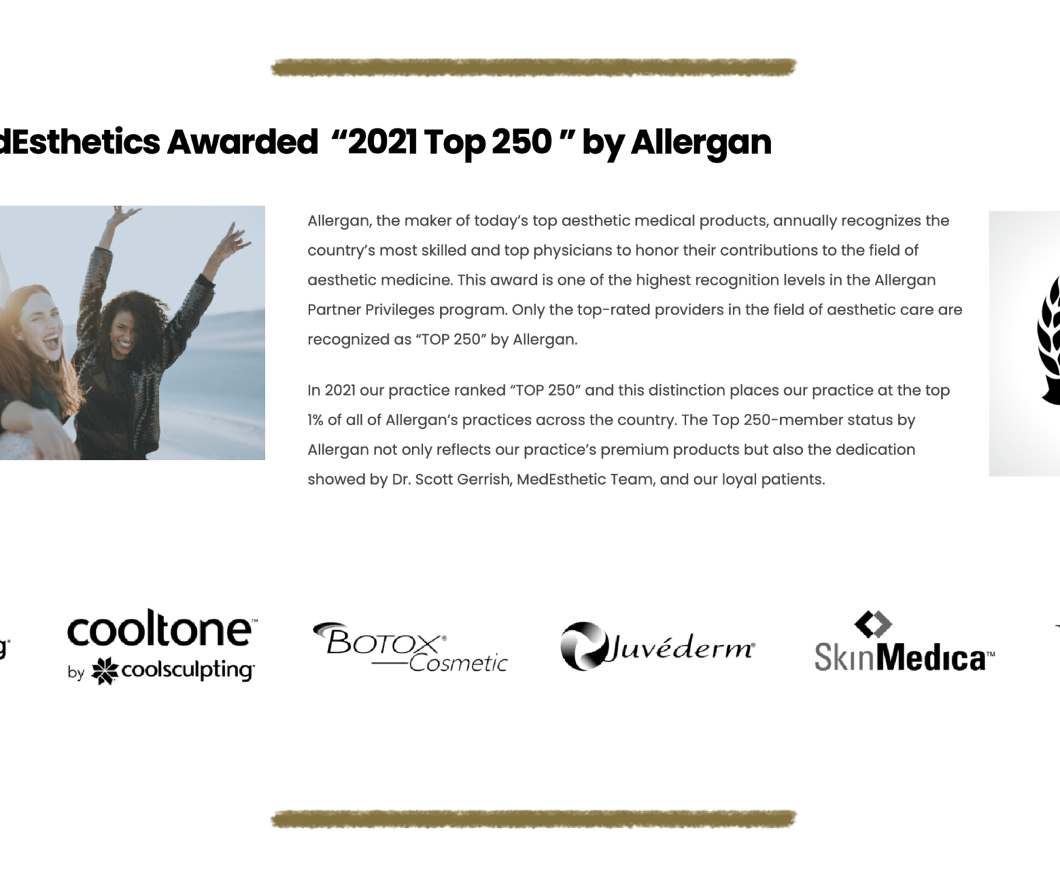 Gerrish MedEsthetics awarded Allergan Top 250 awar